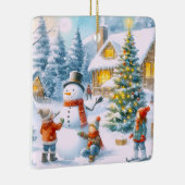 Retro Kerstmis Sneeuwman Keramisch Ornament (Rechts)