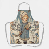 Retro Kerstmis sneeuwscène Schort (Voorkant)