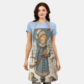 Retro Kerstmis sneeuwscène Schort (Gedragen)