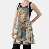 Retro Kerstmis sneeuwscène Schort (Insitu)