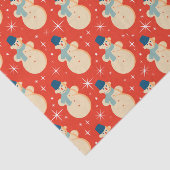 Retro Kerstmis Snowman Red Tissuepapier (Detail)