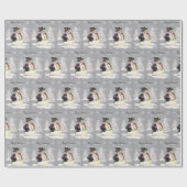 Retro Kerstmis Snowman Winter Scene Cadeaupapier (Vlak)