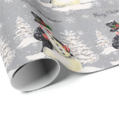 Retro Kerstmis Snowman Winter Scene Cadeaupapier (Rol Hoek)