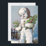 Retro Kerstmis Snowman Winter Scene Feestdagenkaart<br><div class="desc">Cool  Retro holly Christmas Snowman Winter Scene Vakantie Kaart.</div>