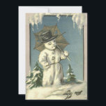 Retro Kerstmis Snowman Winter Scene Feestdagenkaart<br><div class="desc">Cool  Retro Christmas Snowman Winter Scene Vakantie Kaart.</div>