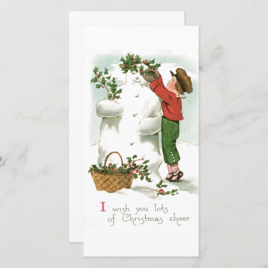 Retro Kerstmis Snowman Winter Scene Feestdagenkaart (Voorkant / Achterkant)