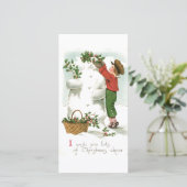 Retro Kerstmis Snowman Winter Scene Feestdagenkaart (Staand voorkant)