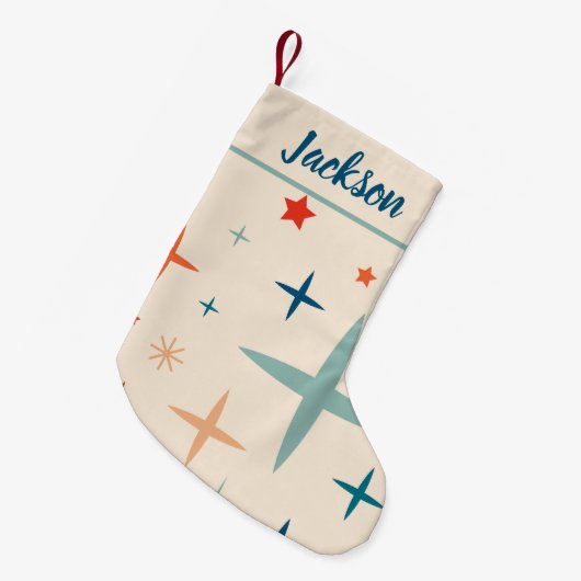 Retro Kerstmis Sparkle Custom Kleine Kerstsok (Voorkant (Hangend))