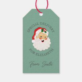 Retro Kerstmis speciale levering van de Kerstman Cadeaulabel