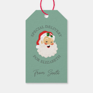Retro Kerstmis speciale levering van de Kerstman Cadeaulabel