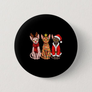 Retro Kerstmis Sphynx Kat Kerstman Rendier Ronde Button 5,7 Cm