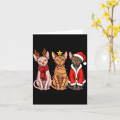 Retro Kerstmis Sphynx Kat Santa Rendier  Kaart (Gele Bloem)
