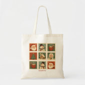 Retro Kerstmis Stamp Collage Gepersonaliseerd Tote Bag (Voorkant)