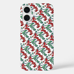Retro Kerstmis, Stout of Braaf Rode Groene Letters iPhone 16 Hoesje