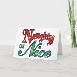 Retro Kerstmis, Stout of Braaf Rode Groene Letters Feestdagen Kaart