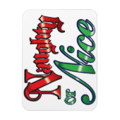 Retro Kerstmis, Stout of Braaf Rode Groene Letters Magneet (Verticaal)