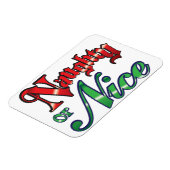 Retro Kerstmis, Stout of Braaf Rode Groene Letters Magneet (Linkerzijde)