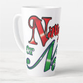 Retro Kerstmis, Stout of Braaf Rood Groene Letters Latte Mok (Linkerhoek)