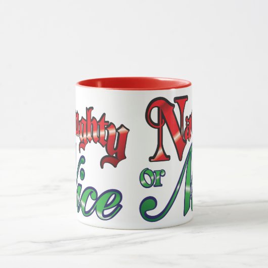 Retro Kerstmis, Stout of Braaf Rood Groene Letters Mok (Midden)