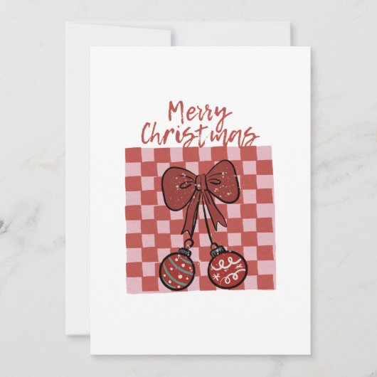 Retro Kerstmis Strik en Ornamenten Ontwerp Kaart (Voorkant)