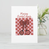 Retro Kerstmis Strik en Ornamenten Ontwerp Kaart (Staand voorkant)