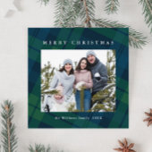 Retro Kerstmis Tartan Plaid 2 Foto Groet Feestdagenkaart