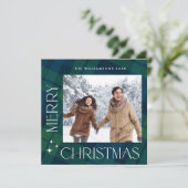 Retro Kerstmis Tartan Plaid 2 Foto Groet Feestdagenkaart (Staand voorkant)