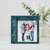 Retro Kerstmis Tartan Plaid 2 Foto Groet Feestdagenkaart (Staand voorkant)