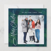 Retro Kerstmis Tartan Plaid 2 Foto Groet Feestdagenkaart (Voorkant)