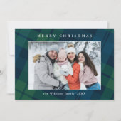 Retro Kerstmis Tartan Plaid 3 Foto Groet Feestdagenkaart (Voorkant)