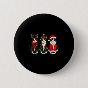 Retro Kerstmis Tuxedo Kat Santa Rendier  Ronde Button 5,7 Cm