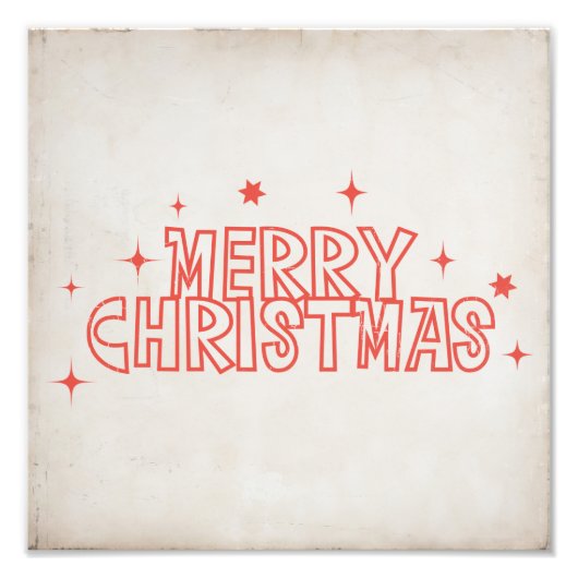 Retro Kerstmis Typografie Foto Afdruk (Voorkant)