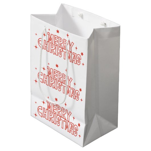 Retro Kerstmis Typografie Medium Cadeauzakje (Voorkant Gekanteld)