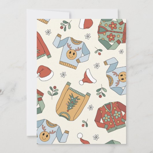 Retro Kerstmis Ugly Sweater Party Invitation Kaart (Achterkant)