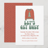 Retro Kerstmis Ugly Sweater Party Invitation Kaart (Voorkant / Achterkant)