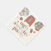 Retro Kerstmis Ugly Sweater Party Invitation Servet (Hoek)