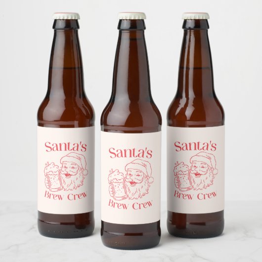 Retro Kerstmis Vakantie Bier Etiket (Flessen)
