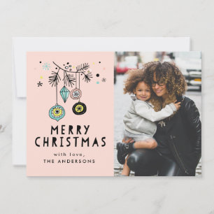 Retro Kerstmis Vakantie Fotokaart Feestdagenkaart