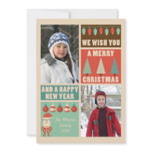 Retro Kerstmis, Vakantie Fotokaart