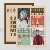 Retro Kerstmis, Vakantie Fotokaart Feestdagenkaart (Voorkant / Achterkant)