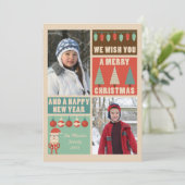 Retro Kerstmis, Vakantie Fotokaart Feestdagenkaart (Staand voorkant)