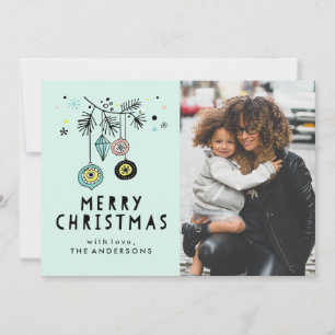 Retro Kerstmis Vakantie Fotokaart Feestdagenkaart