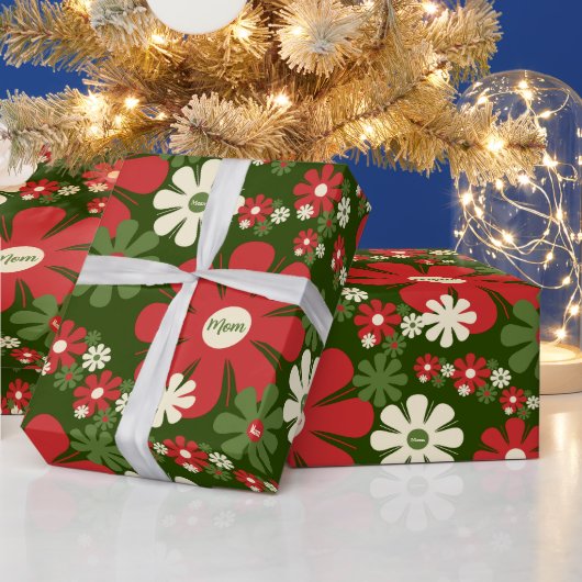 Retro Kerstmis van 60.70 uur Floral Pattern voor m Cadeaupapier (Feestdagen)