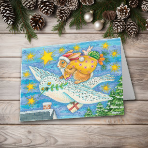 Retro Kerstmis van het Konijntje van de Kerstman Feestdagen Kaart