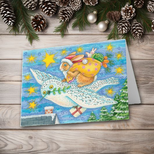 Retro Kerstmis van het Konijntje van de Kerstman Feestdagen Kaart