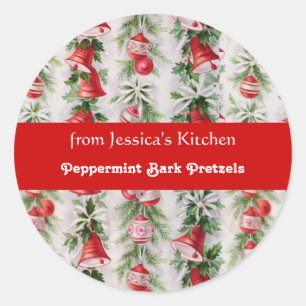 Retro Kerstmis, Vanuit mijn keuken, Aangepast Ronde Sticker