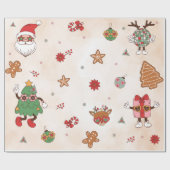 Retro Kerstmis Verjaardagsfeest Cadeaupapier (Vlak)