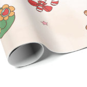 Retro Kerstmis Verjaardagsfeest Cadeaupapier (Rol Hoek)