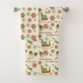 Retro Kerstmis verleden patroon Bad Handdoek (Insitu)
