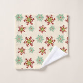 Retro Kerstmis verleden patroon Bad Handdoek (Wasdoekje)